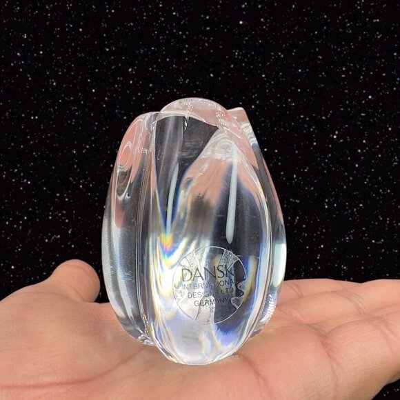 Vintage Dansk Clear Rose Blossom Flower Figurine Paperweight Made In Poland  3"T - Picture 10 of 11